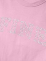 Sweat-shirt Fille Name It à Col Rond - Inscription "FINE" en Strass (Rose Poudre) - Image 3