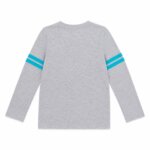 T-shirt Fille Manches Longues - Inscription "Bring on the Sparkle" & Rayures Sport (Gris Chine / Bleu Turquoise) - Image 3