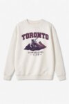 Sweat-shirt à Col Rond - Imprimé "TORONTO Snowboarding Club" Style Vintage (Écru / Blanc Cassé)