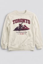 Sweat-shirt à Col Rond - Imprimé "TORONTO Snowboarding Club" Style Vintage (Écru / Blanc Cassé) - Image 2