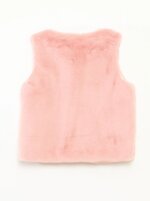 Gilet Sans Manches Fille Kiabi en Fausse Fourrure - Doublure Imprimée Étoiles (Rose Poudré / Camel) - Image 4
