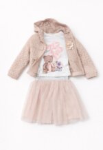 Ensemble Fille 3 Pièces Style Romantique - Veste à Capuche, T-shirt Imprimé & Jupe en Tulle (Divers Coloris) - Image 5