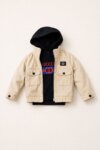 Ensemble Garçon 2 Pièces Style Streetwear - Veste en Velours Côtelé & Sweat à Capuche Imprimé (Camel / Beige / Noir)