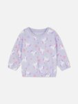 Sweat-shirt Fille en Molleton Doux à Motif Fantaisie - Col Rond (Violet Mauve / Bleu Ciel)