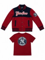 Ensemble Garçon 2 Pièces Veste Teddy à Pressions & T-Shirt - Style Varsity "New York Yankees" - Image 3