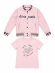 Ensemble Fille 2 Pièces Veste Teddy à Pressions & T-Shirt - Style Varsity Streetwear