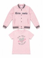 Ensemble Fille 2 Pièces Veste Teddy à Pressions & T-Shirt - Style Varsity Streetwear