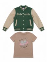 Ensemble Fille 2 Pièces Veste Teddy à Pressions & T-Shirt - Style Varsity Streetwear - Image 4