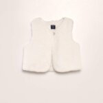 Gilet Sans Manches Bébé Fille en Fausse Fourrure - Doublure Imprimée Pois (Blanc Écru ou Noir) - Image 7