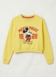 Sweat Crop Top Fille Imprimé Disney "Mickey Mouse 1928" - Maille Jaune Pastel