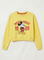 Sweat Crop Top Fille Imprimé Disney "Mickey Mouse 1928" - Maille Jaune Pastel