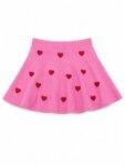 Jupe Évasée Fille en Maille Motif Cœurs - Style Patineuse