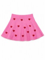 Jupe Évasée Fille en Maille Motif Cœurs - Style Patineuse