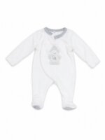 Pyjama Dormeuse Bébé Naissance Ouverture Cache-Cœur / Croisée - Dors-Bien Douillet en Velours & Coton