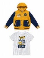 Ensemble Garçon 2 Pièces Veste Teddy à Capuche & T-Shirt Imprimé Style Varsity / Racing