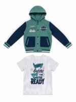 Ensemble Garçon 2 Pièces Veste Teddy à Capuche & T-Shirt Imprimé Style Varsity / Racing - Image 4