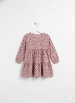 Robe Fille à Volants Imprimé Léopard - Rose Poudré & Manches Longues