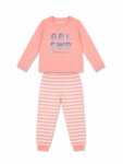 Pyjama 2 Pièces Fille en Maille Thermique / Gaufrée - Haut Manches Longues & Pantalon Imprimé