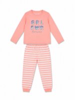 Pyjama 2 Pièces Fille en Maille Thermique / Gaufrée - Haut Manches Longues & Pantalon Imprimé