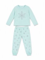 Pyjama 2 Pièces Fille en Maille Thermique / Gaufrée - Haut Manches Longues & Pantalon Imprimé - Image 3
