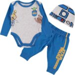 Ensemble Bébé 3 Pièces Star Wars - Body Manches Longues, Pantalon & Bonnet R2-D2