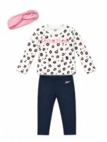Ensemble Bébé / Fille Reebok 3 Pièces Sportswear - T-Shirt Manches Longues Imprimé Léopard, Legging & Bandeau Assorti