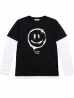 T-Shirt Garçon Manches Longues Style Streetwear / Skate - Collection Imprimés Graphiques (Smiley "NO BAD DAYS" & Motif Asiatique Tiger) - Image 2