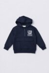 Sweat à Capuche Enfant Bleu Marine Demi-Zip - Imprimé "LTD ADVENTURE" & Poche Ventrale