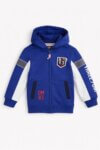 Veste Zippée à Capuche Enfant Bleu Roi Sportswear - Blouson Molleton à Bandes Contrôlées & Écussons