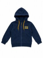 Veste Zippée à Capuche Enfant Bleu Marine - Molleton "UNDER CONSTRUCTION DUDE" & Cordons Jaunes