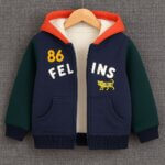 Veste Zippée à Capuche Bébé/Enfant Color-Block - Doublure Peluche "FÉLINS 86" - Image 2