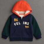 Veste Zippée à Capuche Bébé/Enfant Color-Block - Doublure Peluche "FÉLINS 86"