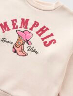 Sweat-Shirt Fille Style Western & Vintage - Collection Imprimés Graphiques (Memphis Country & Papillon Let Go) - Image 4