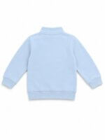 Sweat Enfant Col Montant Demi-Zip Bleu Ciel - Molleton Doux Uni - Image 3
