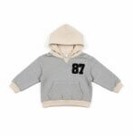 Sweat à Capuche Bébé/Enfant Gris Chiné & Beige Style Campus - Molleton Numéro "87"