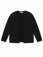 Gilet Noir Maille Ouverte Sans Boutons filles - Cardigan Soft Minimaliste