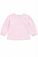T-shirt Manches Longues Bébé Fille Rose - Application Fleurs en Relief - Image 3