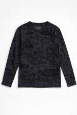 T-shirt Manches Longues Garçon Imprimé All-Over - Style Urban & Sport (Football Splash / Graffiti Streetwear) - Image 3