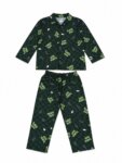 Pyjama Boutonné 2 Pièces Garçon - Chemise & Pantalon Imprimés Fun (Dinosaures, Crocodiles & Epic Vibes)