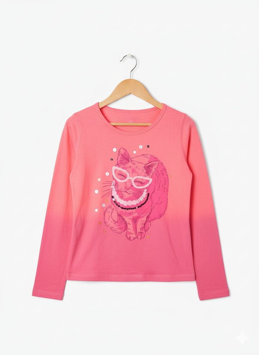 IMAGE 2026-09-03 11:44:38 Lot de 5 T-shirts Manches Longues Fille - Motifs Lapin, Chat, Velo & Paillettes - Image 1