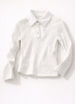 Ensemble 3 Pièces Fille Style Western & Denim - Veste Beige à Étoiles, Polo Blanc & Jean Évasé Bi-Matière - Image 3