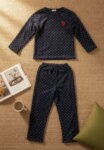 Pyjama Femme Ensemble 2 Pièces Homewear Confortable Chaud (Haut Manche Longue & Pantalon)