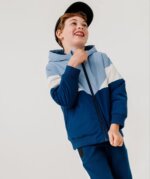 Veste à Capuche Garçon / Enfant Block Color – Bleu, Bleu Ciel et Blanc