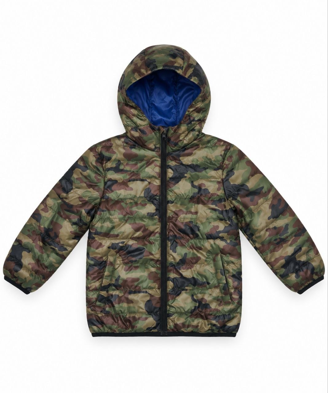 IMAGE 2026-09-05 12:06:52 Doudoune à Capuche Garçon Motif Camouflage – Blouson Légèrement Matelassé Doublé Bleu - Image 1