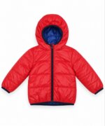 Doudoune à Capuche Garçon Rouge et Bleu – Blouson Matelassé Léger Mi-Saison