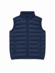 Doudoune Sans Manches Garçon Matelassée – Col Montant (Bleu Marine / Vert Sapin)