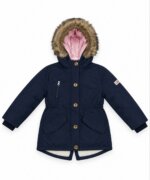 Manteau Chaud & Doudoune Fille à Capuche Fausse Fourrure – Collection Hiver (Vert Sauge / Bleu Marine) - Image 3