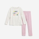 Ensemble 2 Pièces Fille – T-Shirt Manches Longues & Legging Confort (Pois, Étoile, Inscription) - Image 4