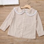 Chemise & Chemisier Fille à Col Claudine en Dentelle – Manches Longues Chic (Vert, Beige, Rose, Blanc) - Image 4