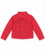 Veste en Jean / Veste en Toile Enfant – Coupe Classique Denim (Vert Turquoise / Rouge)